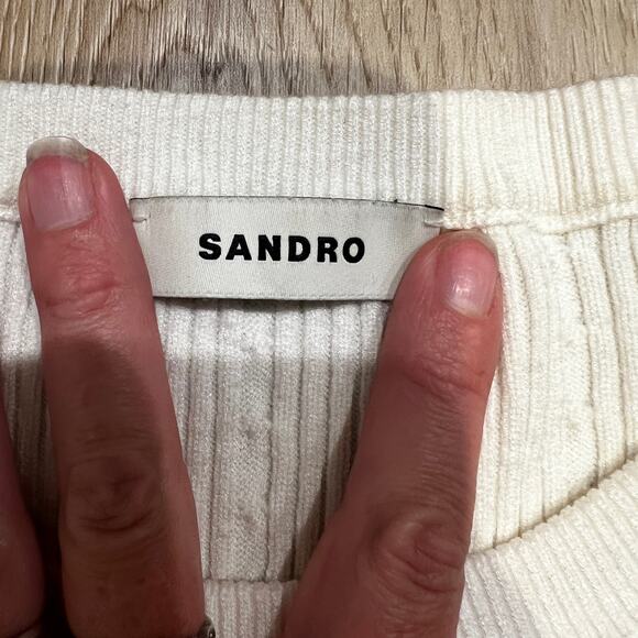 SANDRO Women's Dorian Cropped Sweater In Ecru - Picture 8 of 10